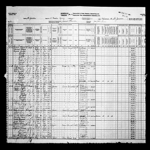 Digitized page of Census of Canada, 1911, Page number 10, for Wilfred Girard