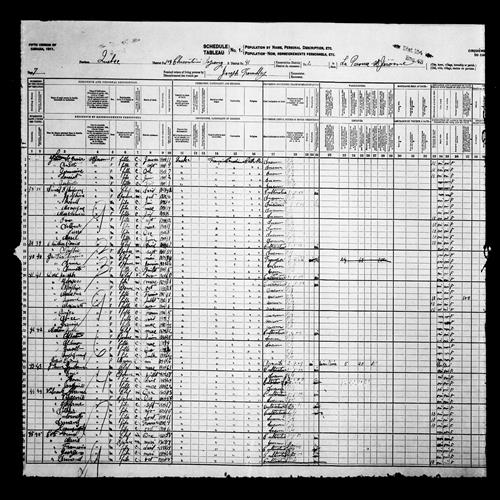 Digitized page of Census of Canada, 1911, Page number 7, for Louise Cote