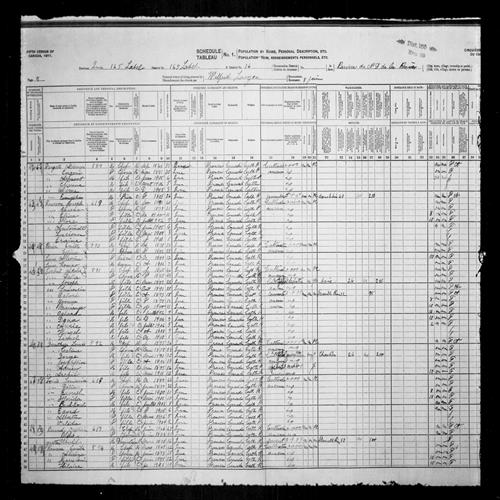 Digitized page of Census of Canada, 1911, Page number 7, for Alexina Rousson