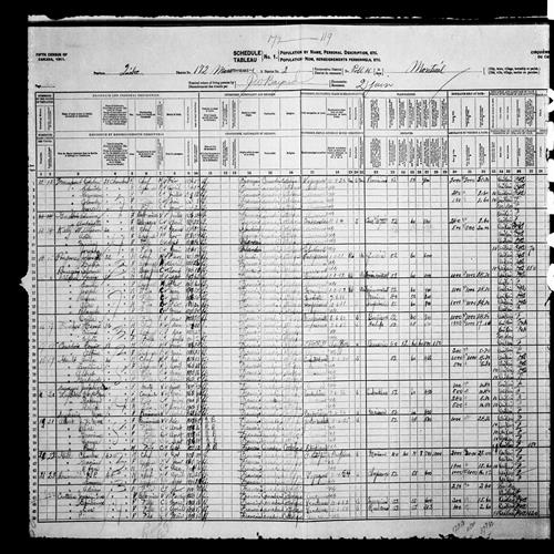 Digitized page of Census of Canada, 1911, Page number 2, for Avila Gault