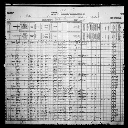 Digitized page of Census of Canada, 1911, Page number 13, for Dunbar Brown
