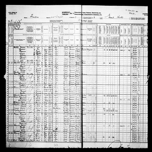 Digitized page of Census of Canada, 1911, Page number 9, for Allan Farmes