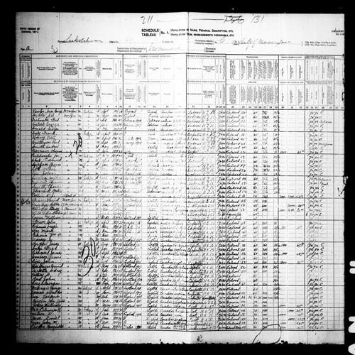 Digitized page of Census of Canada, 1911, Page number 12, for Arthur Abe