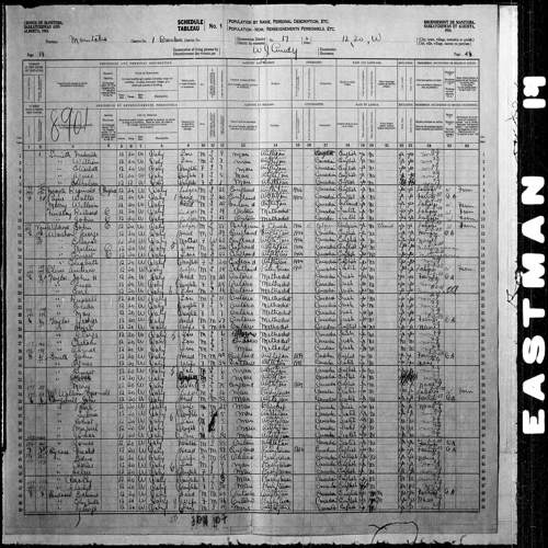 Digitized page of Census of the Prairie Provinces, 1916, Page number 19, for George Hudson