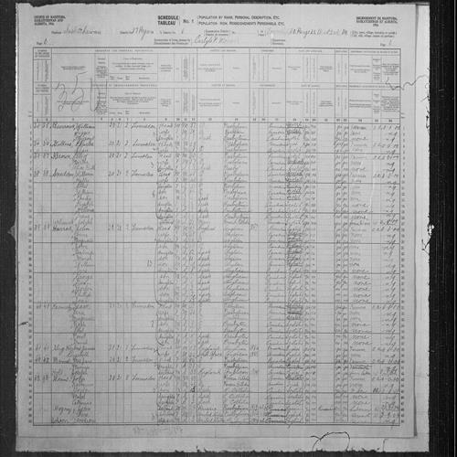 Digitized page of Census of the Prairie Provinces, 1916, Page number 6, for William Snedden