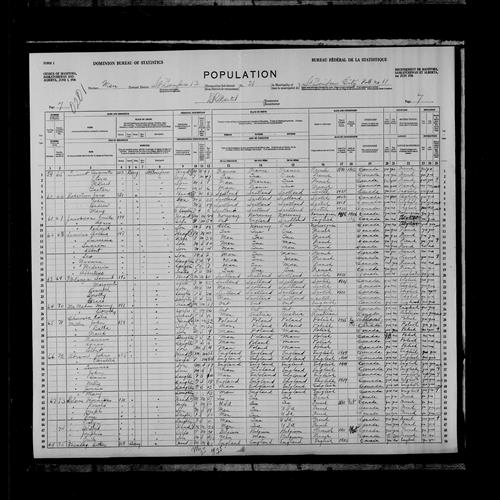 Digitized page of Census of the Prairie Provinces, 1926, Page number 7, for Arthur Lemoine