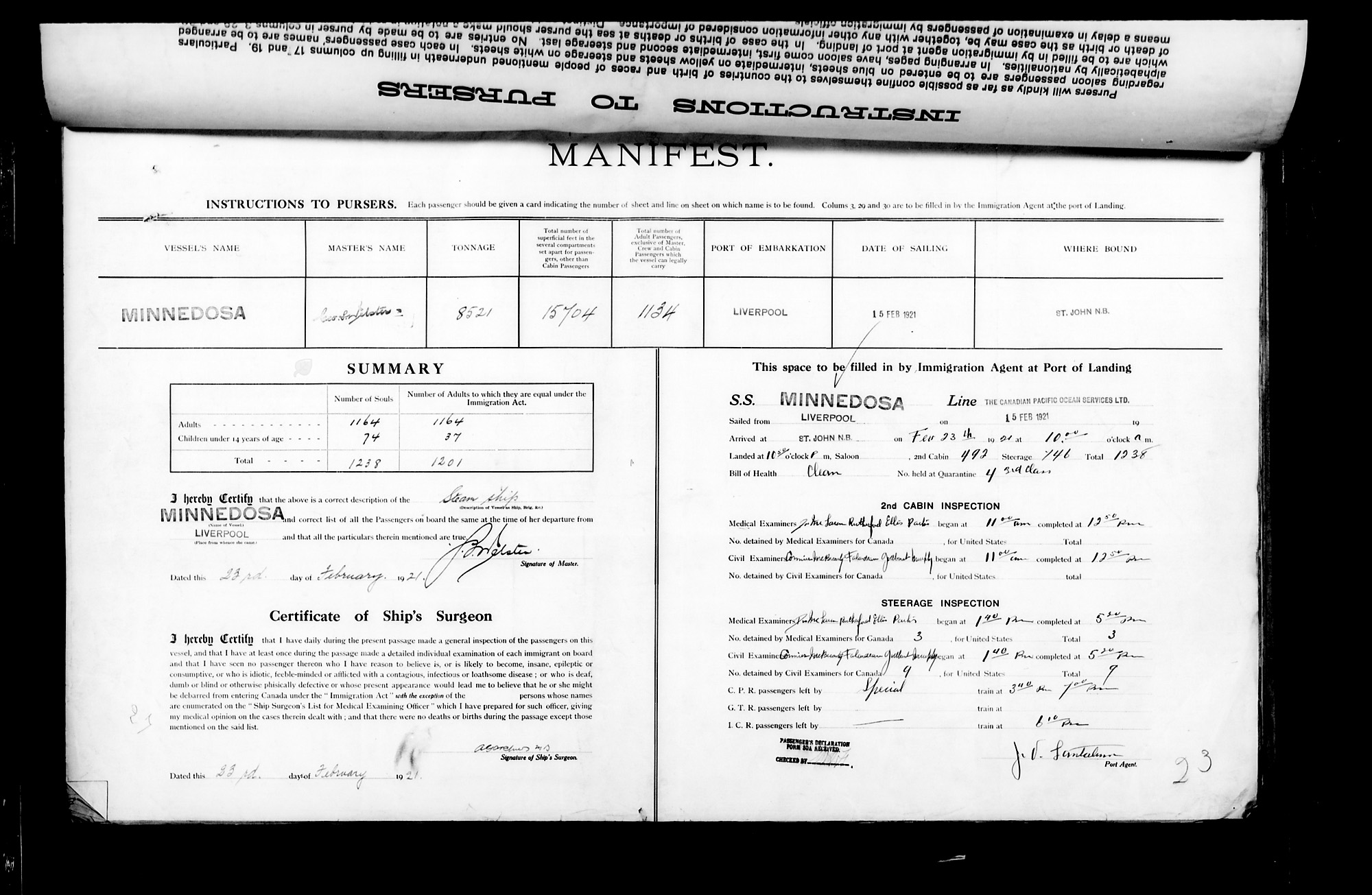 Digitized page of Passenger Lists for Image No.: CANIMM1913PLIST_2000908421-00397