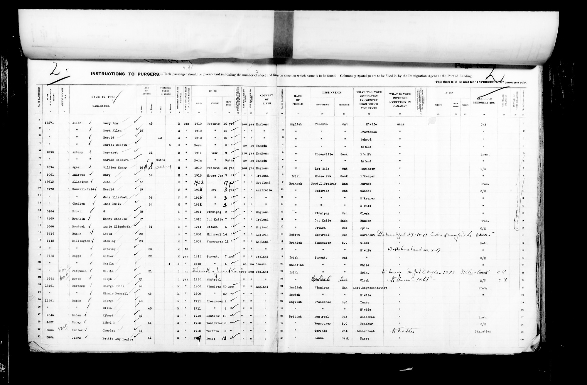 Digitized page of Passenger Lists for Image No.: CANIMM1913PLIST_2000908421-00399