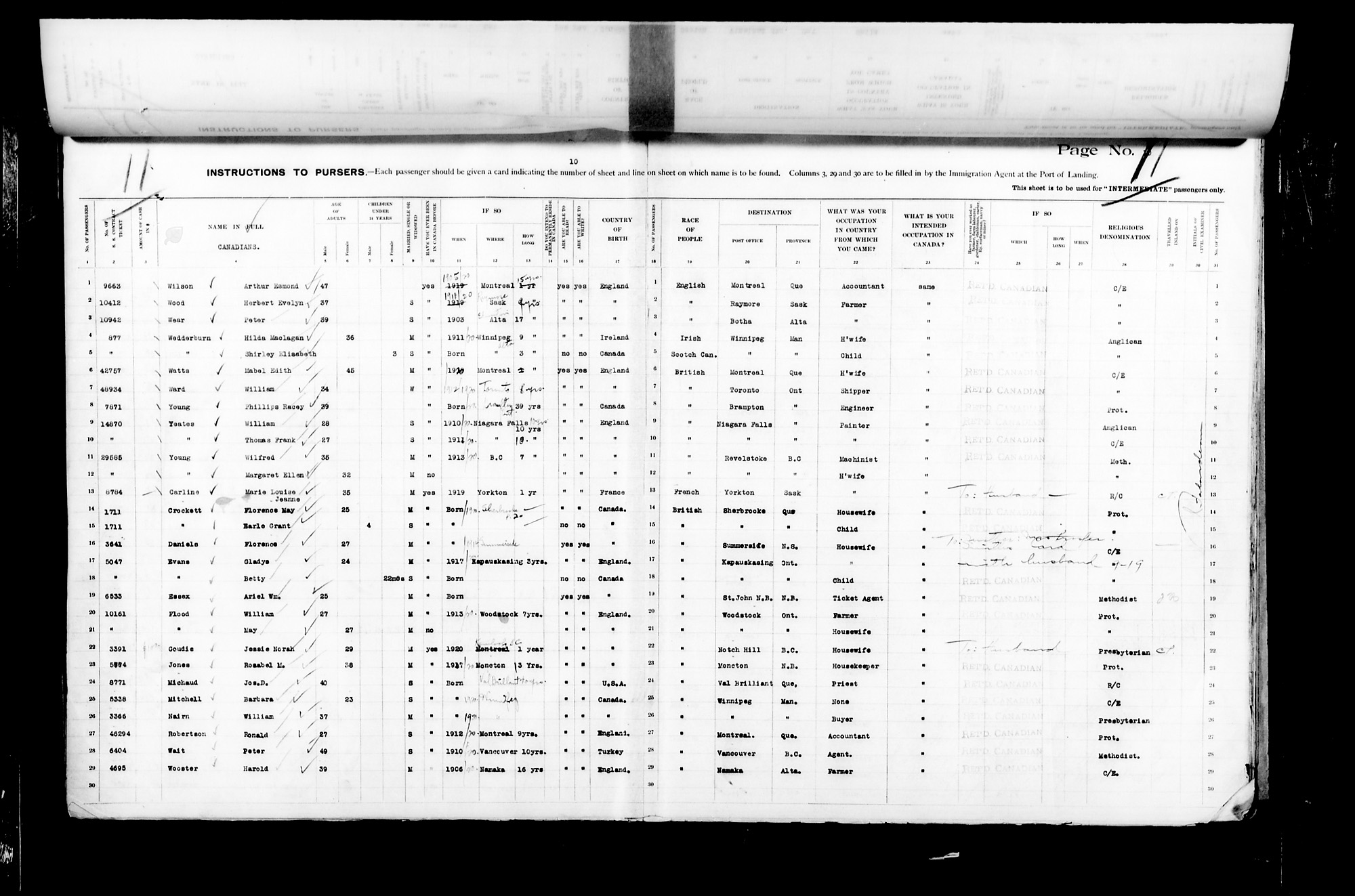 Digitized page of Passenger Lists for Image No.: CANIMM1913PLIST_2000908421-00408