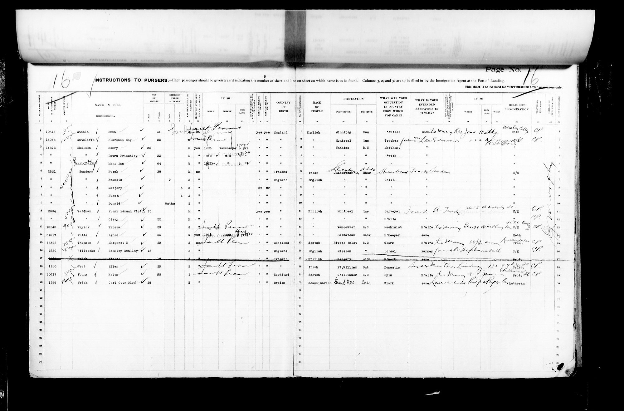 Page numérisé de Passenger Lists pour l'image numéro: CANIMM1913PLIST_2000908421-00413