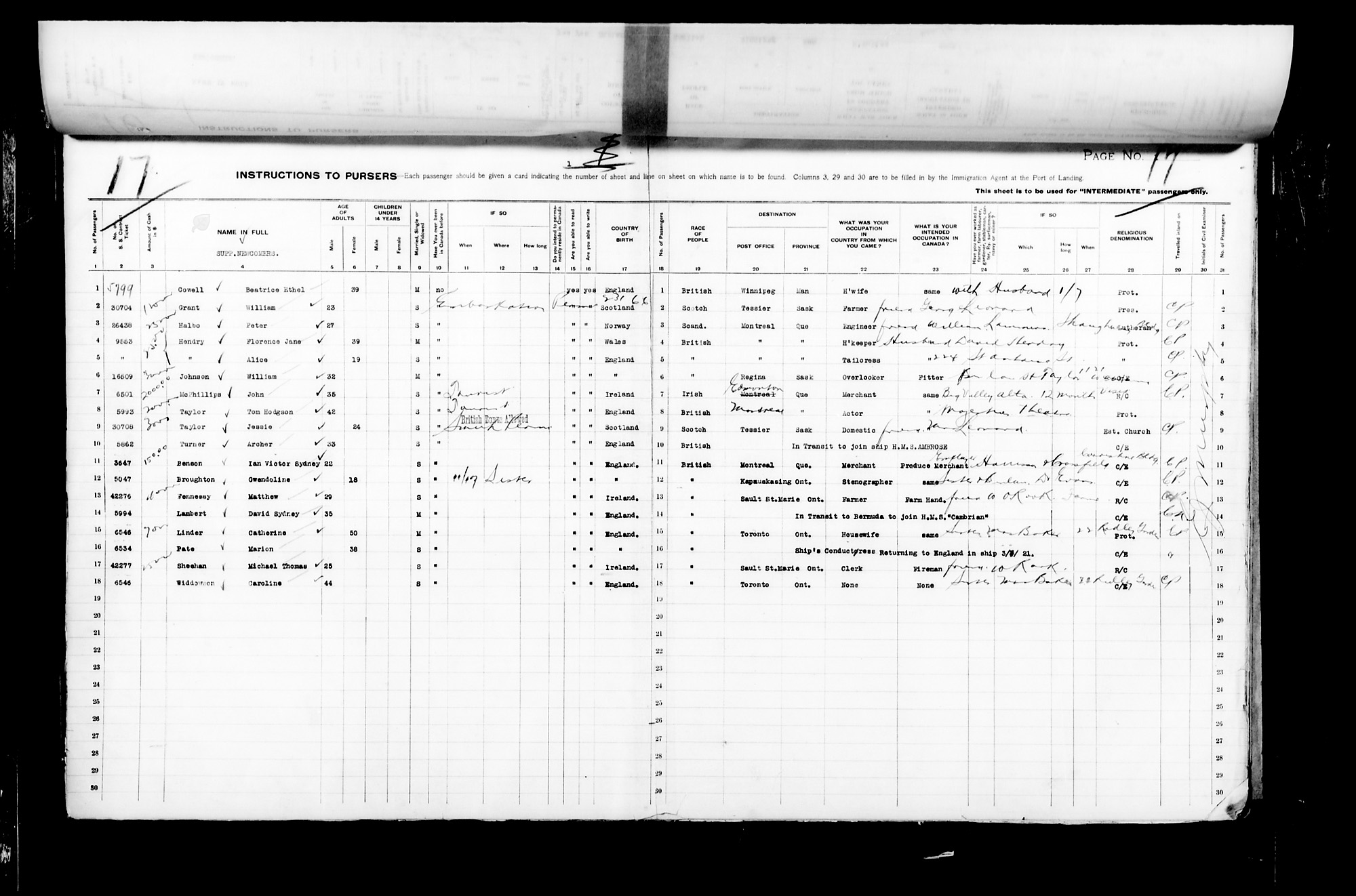 Page numérisé de Passenger Lists pour l'image numéro: CANIMM1913PLIST_2000908421-00414