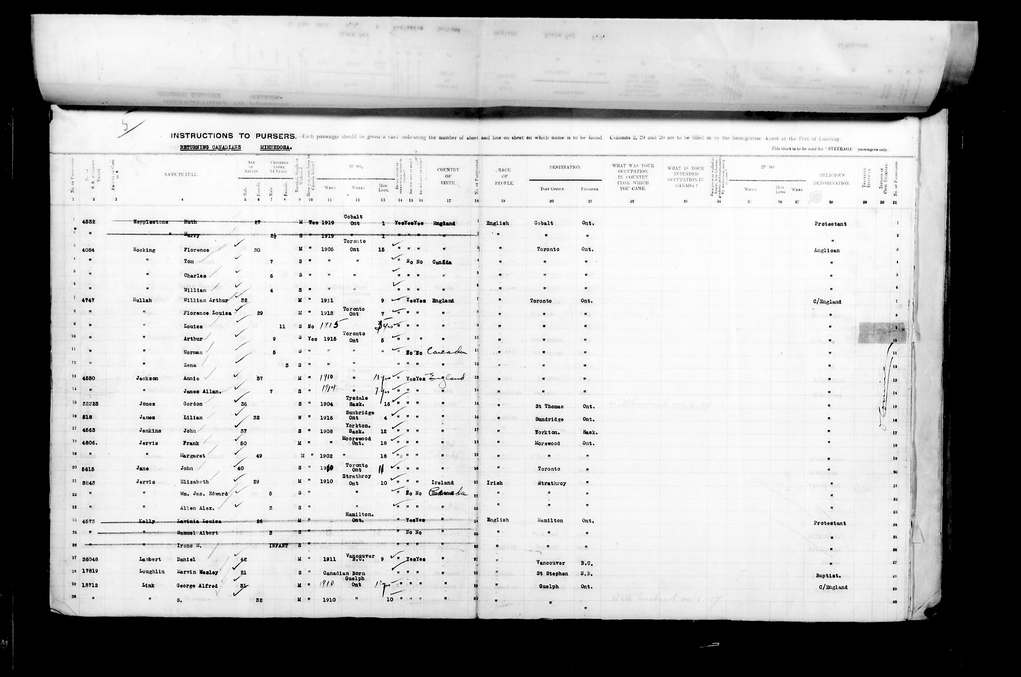 Digitized page of Passenger Lists for Image No.: CANIMM1913PLIST_2000908421-00420