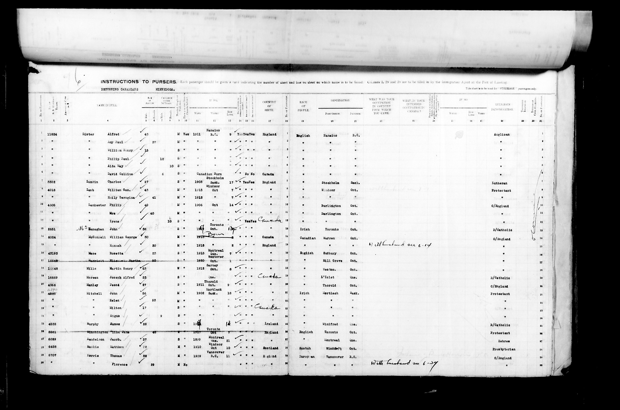 Page numérisé de Passenger Lists pour l'image numéro: CANIMM1913PLIST_2000908421-00421