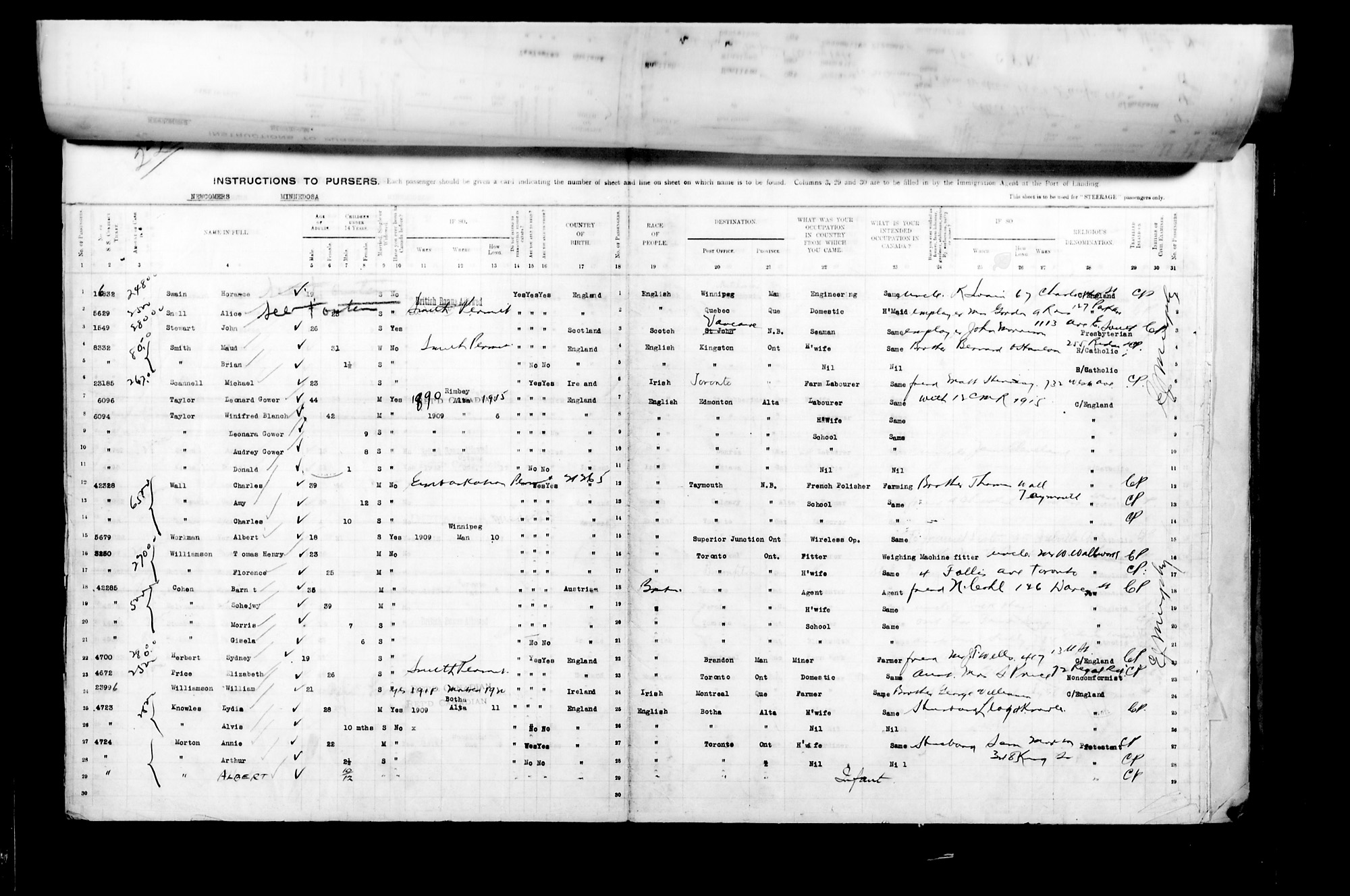 Digitized page of Passenger Lists for Image No.: CANIMM1913PLIST_2000908421-00437