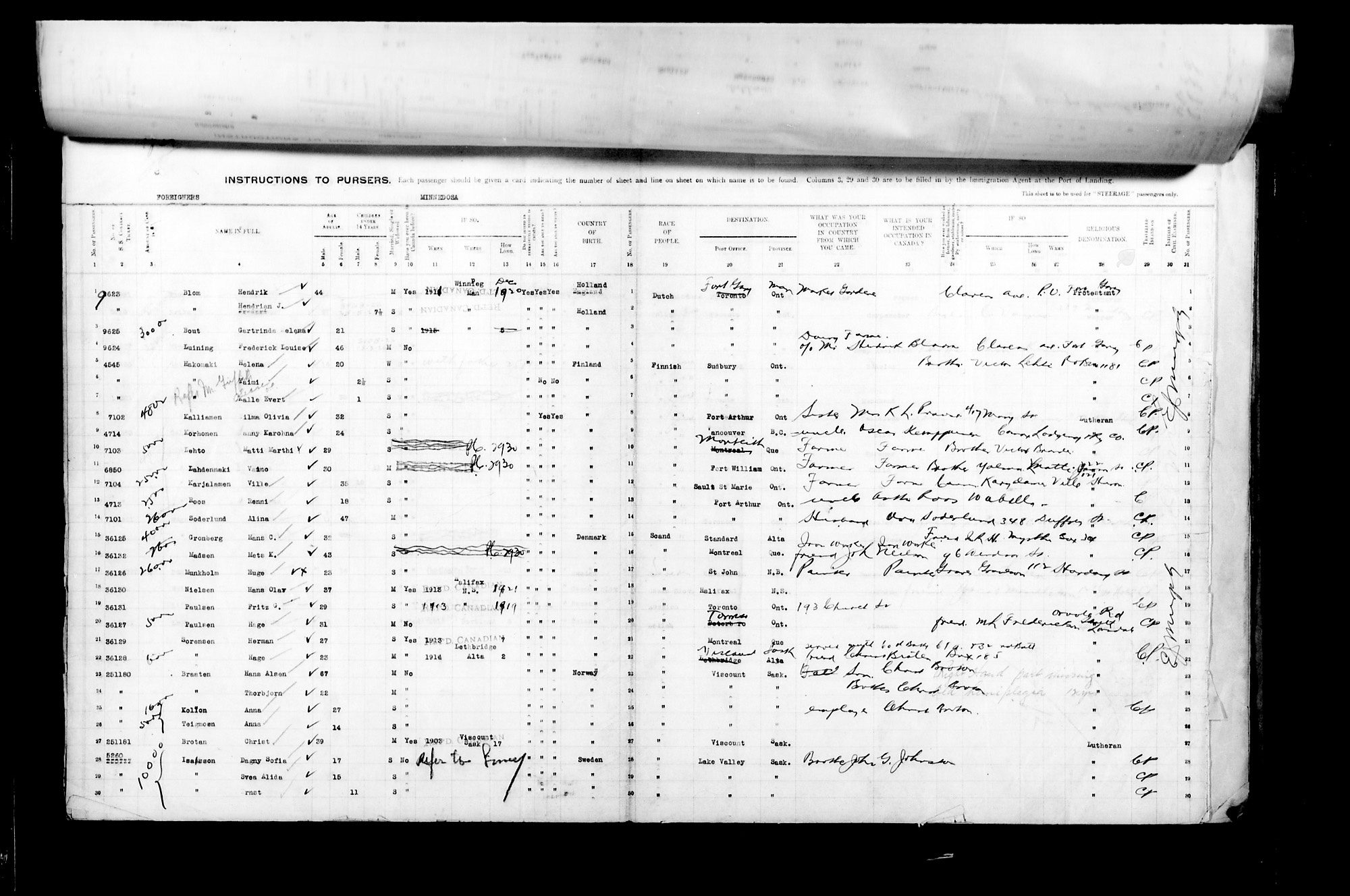 Digitized page of Passenger Lists for Image No.: CANIMM1913PLIST_2000908421-00439