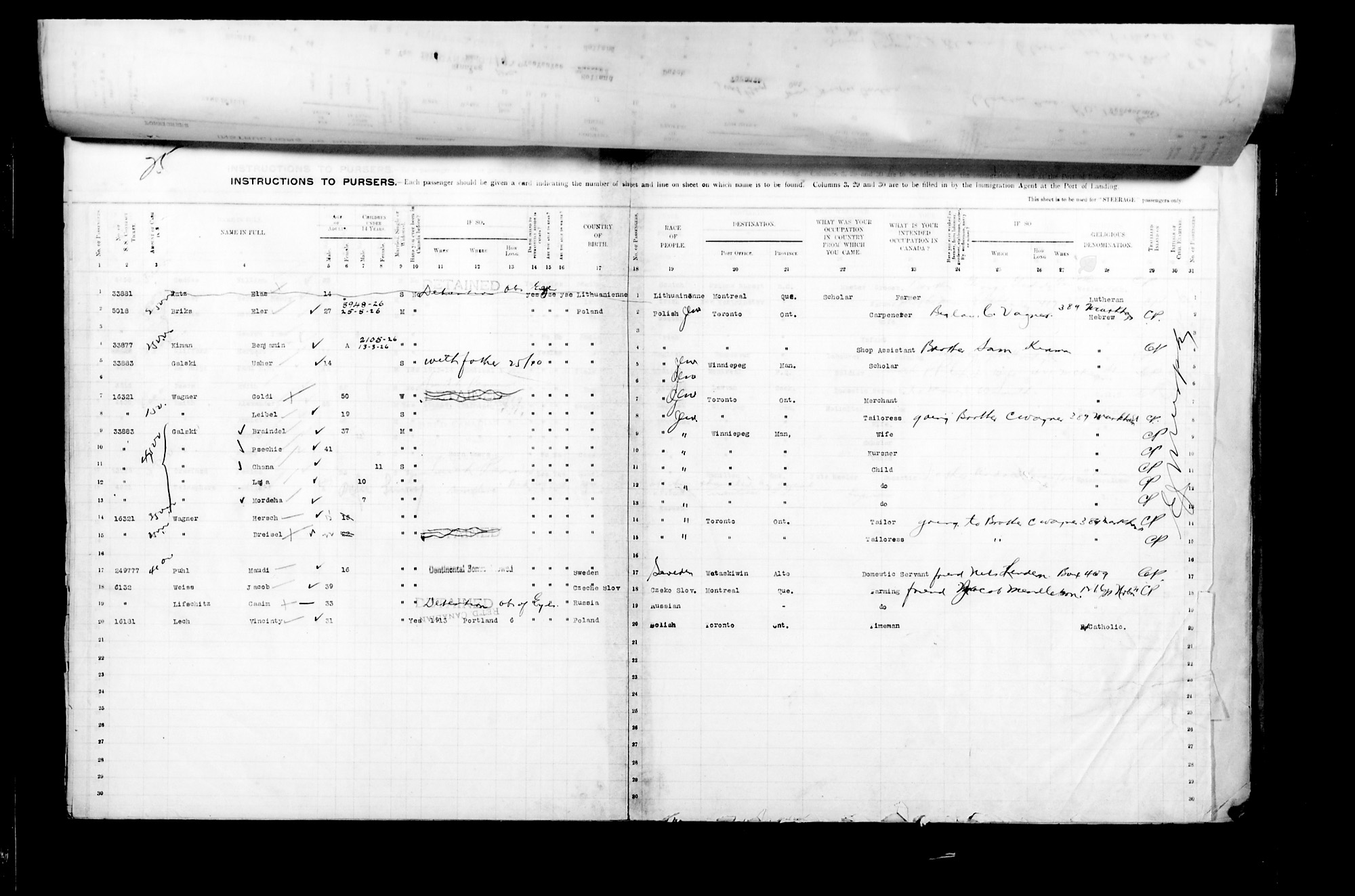 Digitized page of Passenger Lists for Image No.: CANIMM1913PLIST_2000908421-00440