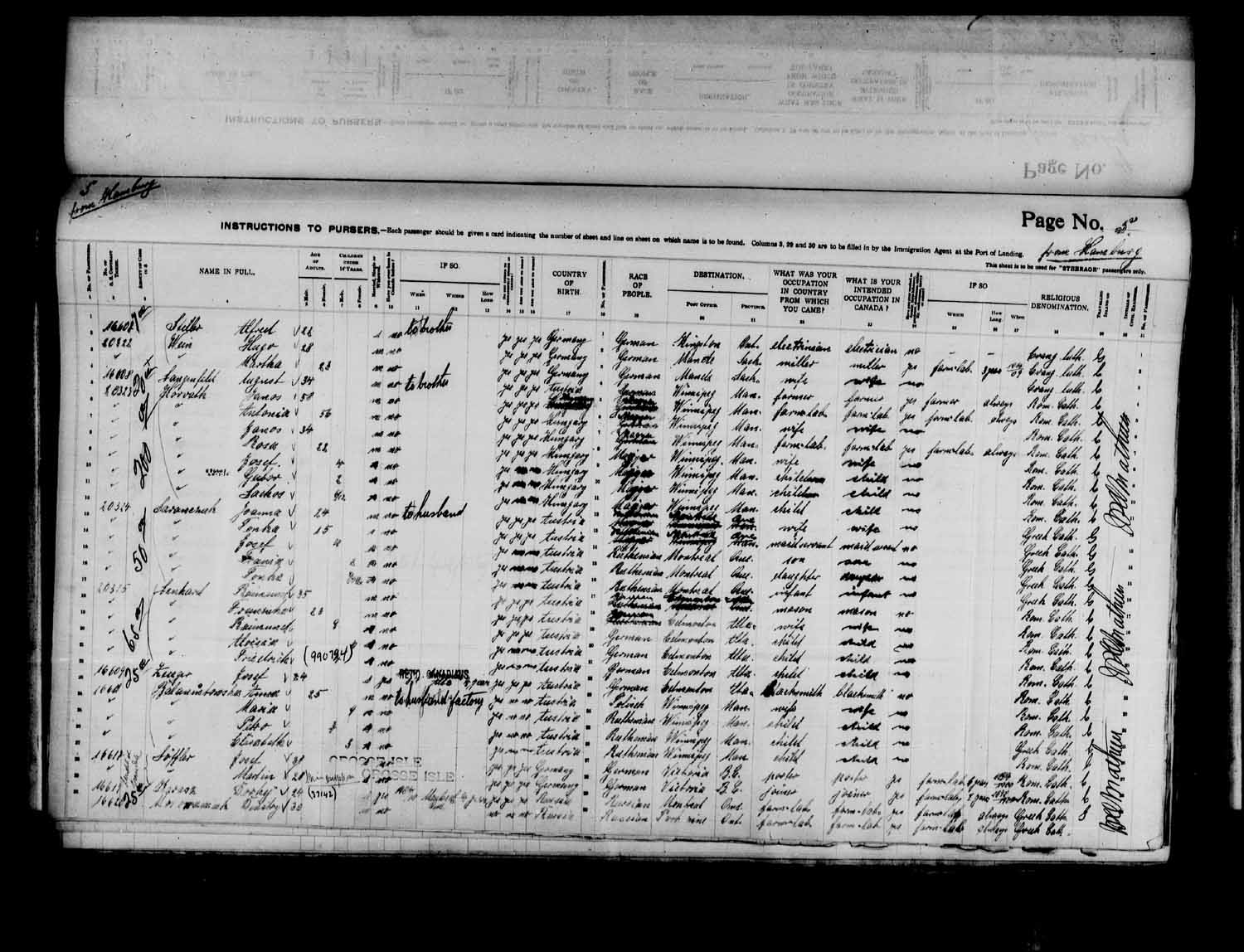 Digitized page of Passenger Lists for Image No.: e003575017