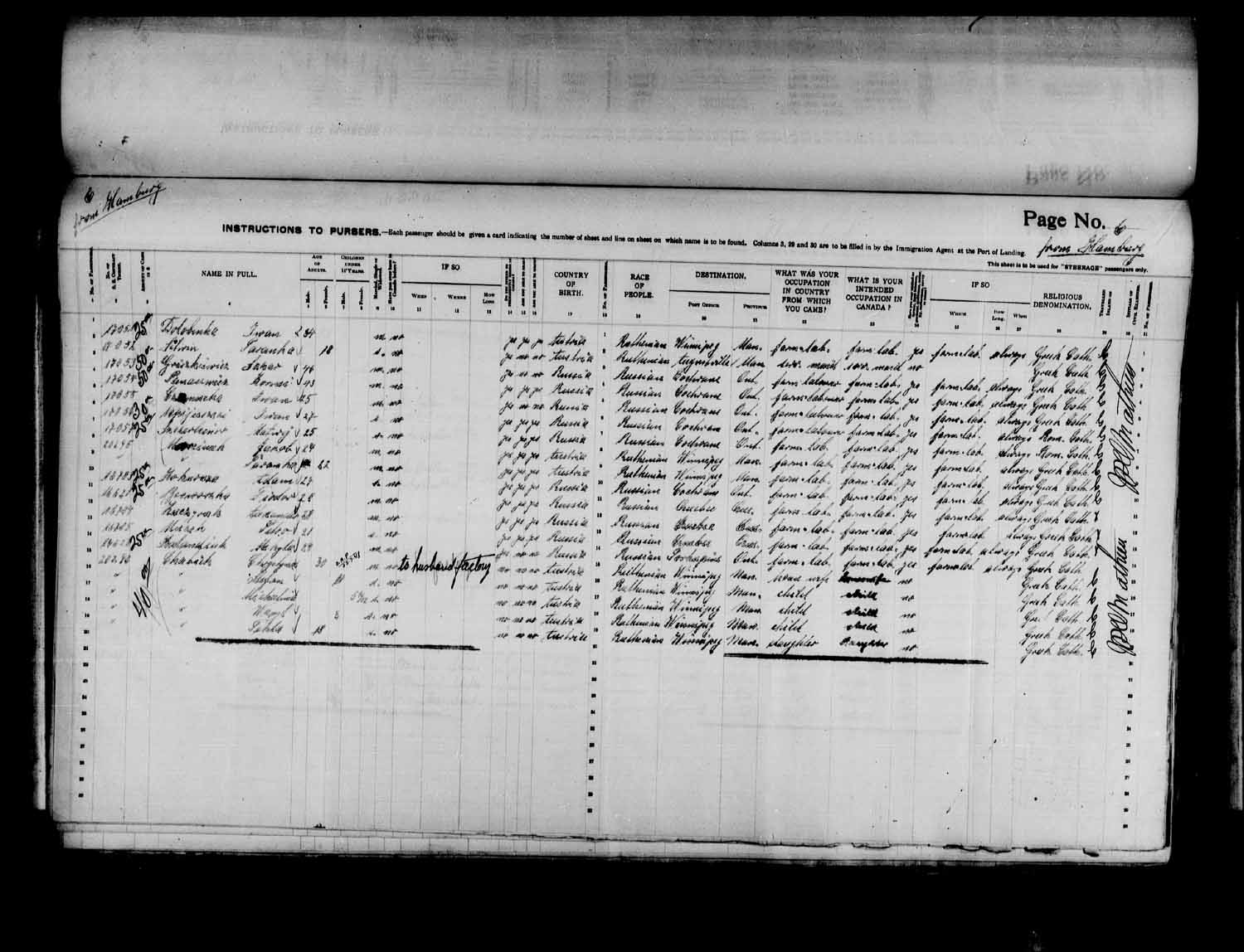 Digitized page of Passenger Lists for Image No.: e003575018
