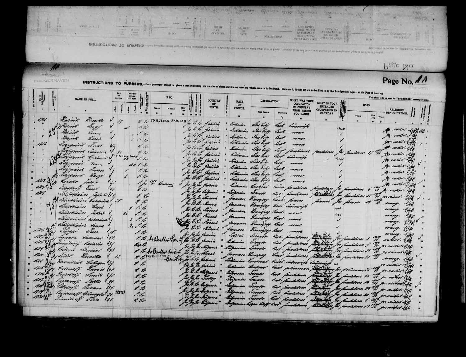 Digitized page of Passenger Lists for Image No.: e003575023