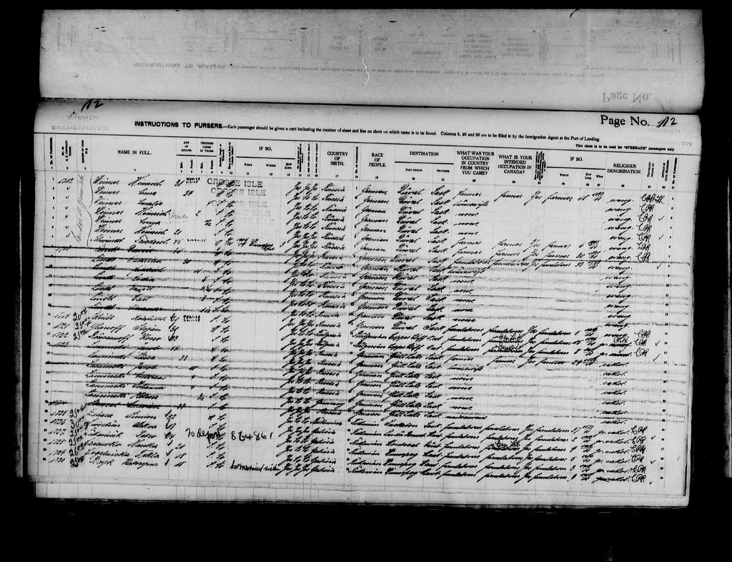 Digitized page of Passenger Lists for Image No.: e003575024