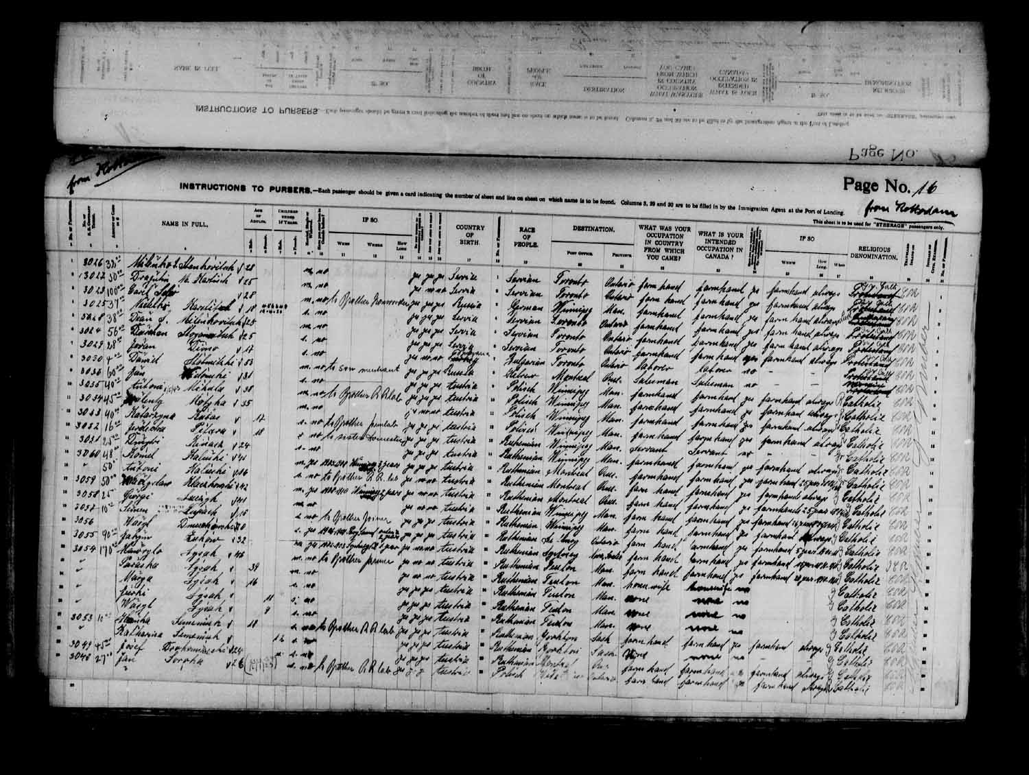 Digitized page of Passenger Lists for Image No.: e003575103
