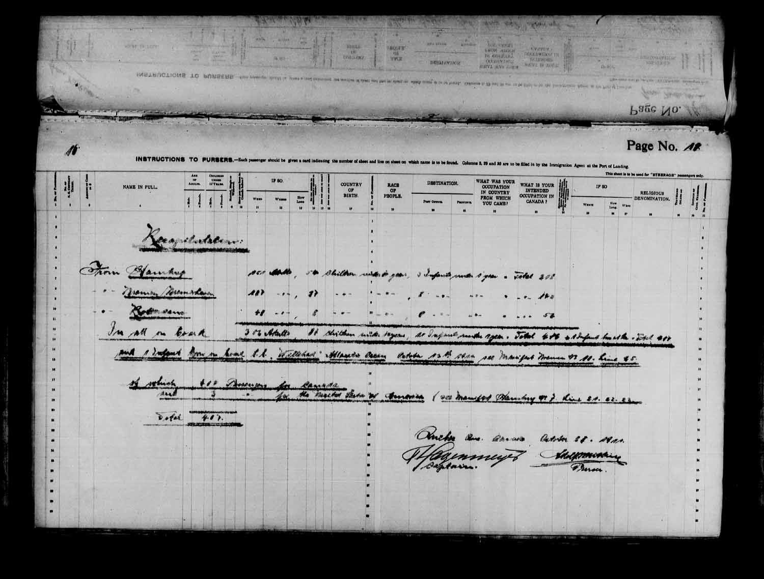 Digitized page of Passenger Lists for Image No.: e003575105
