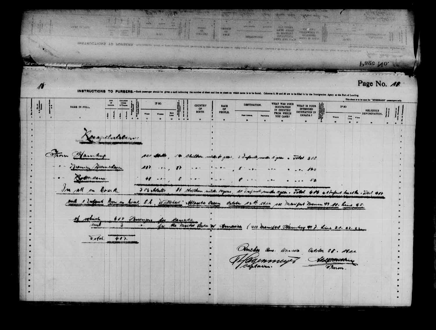 Digitized page of Passenger Lists for Image No.: e003575106