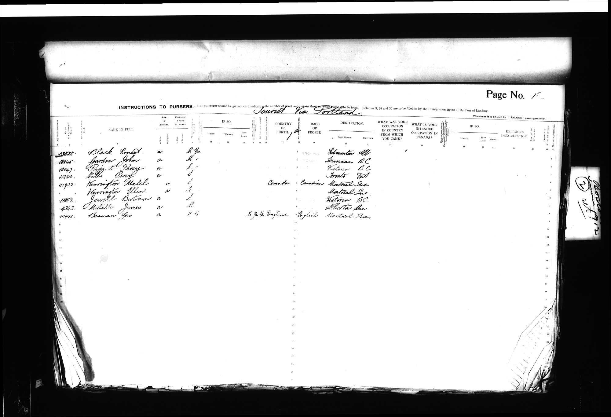 Digitized page of Passenger Lists for Image No.: CANIMM1913PLIST_0000406960-00134
