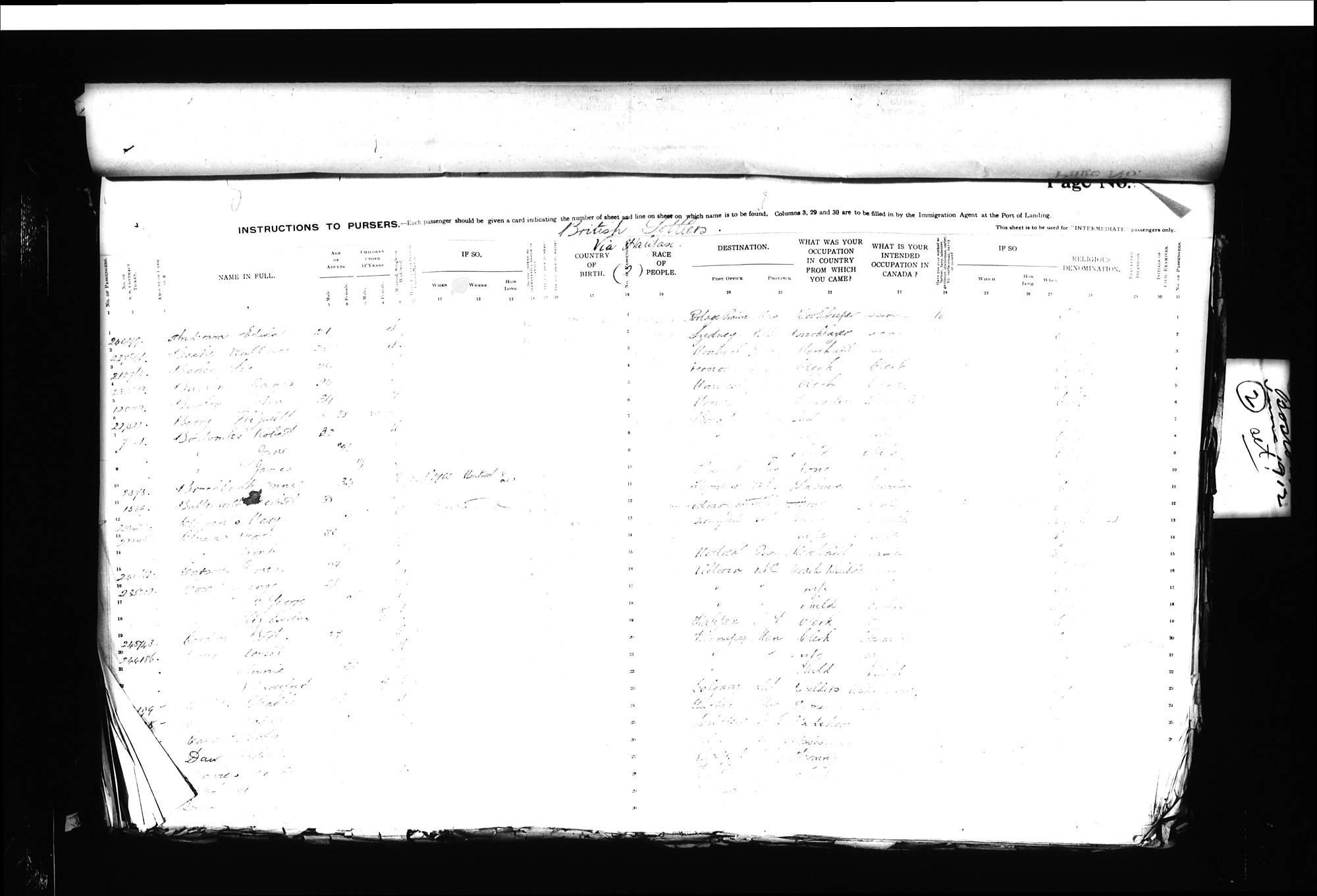 Digitized page of Passenger Lists for Image No.: CANIMM1913PLIST_0000406960-00137