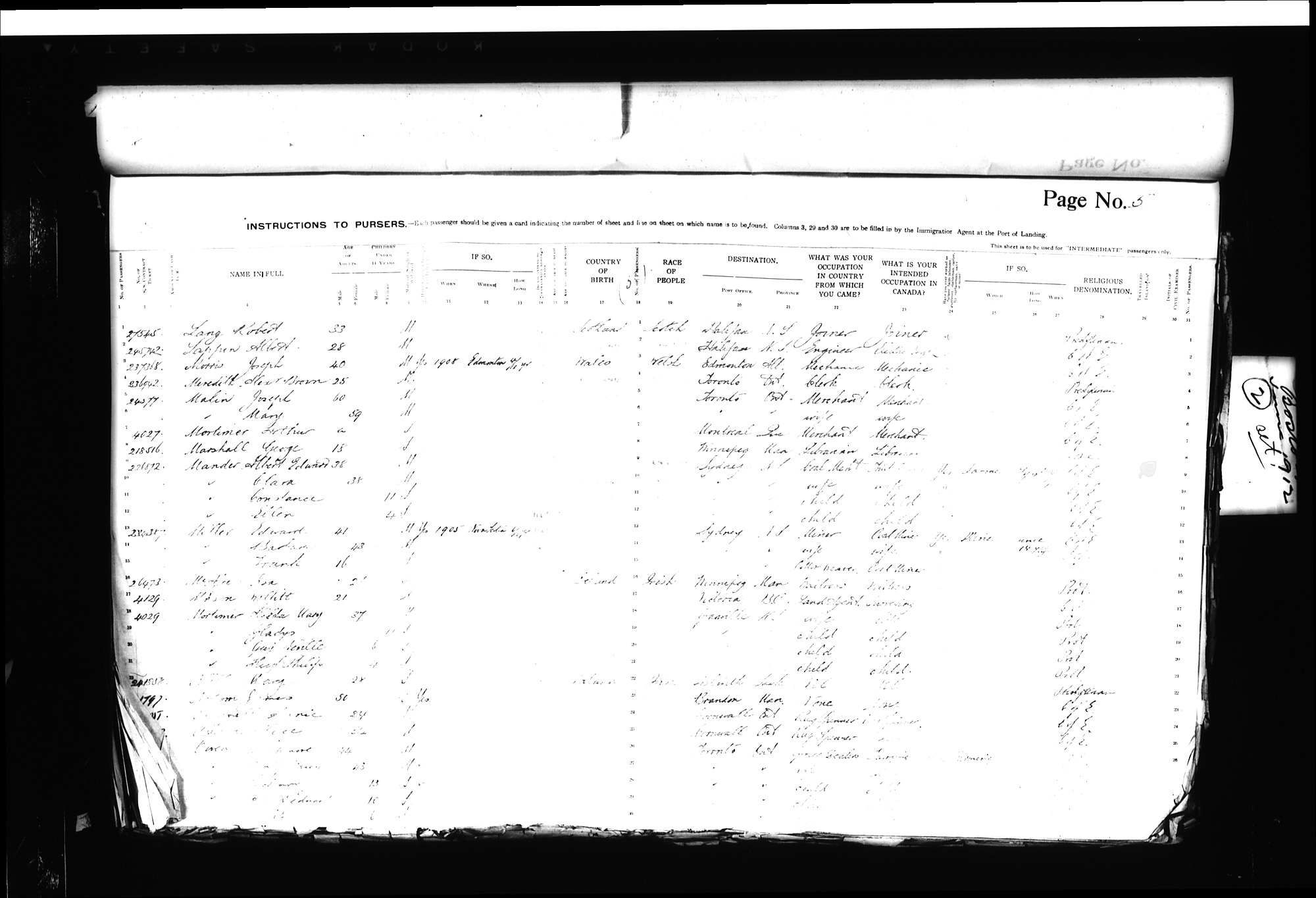Digitized page of Passenger Lists for Image No.: CANIMM1913PLIST_0000406960-00140
