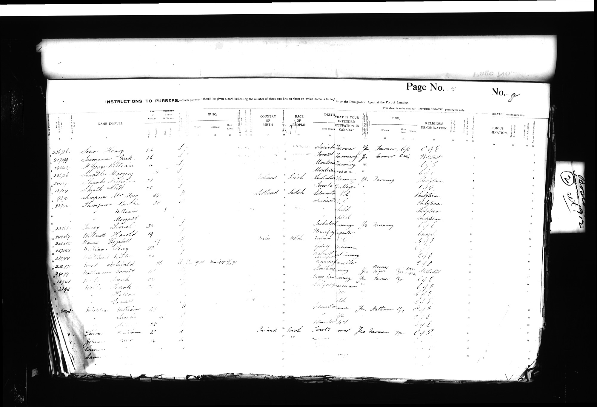 Digitized page of Passenger Lists for Image No.: CANIMM1913PLIST_0000406960-00142