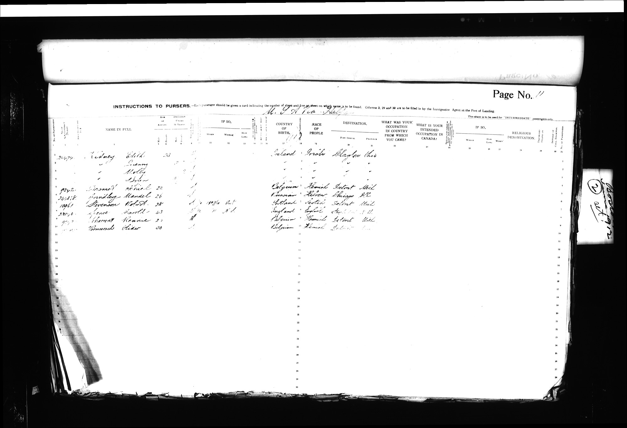 Digitized page of Passenger Lists for Image No.: CANIMM1913PLIST_0000406960-00146