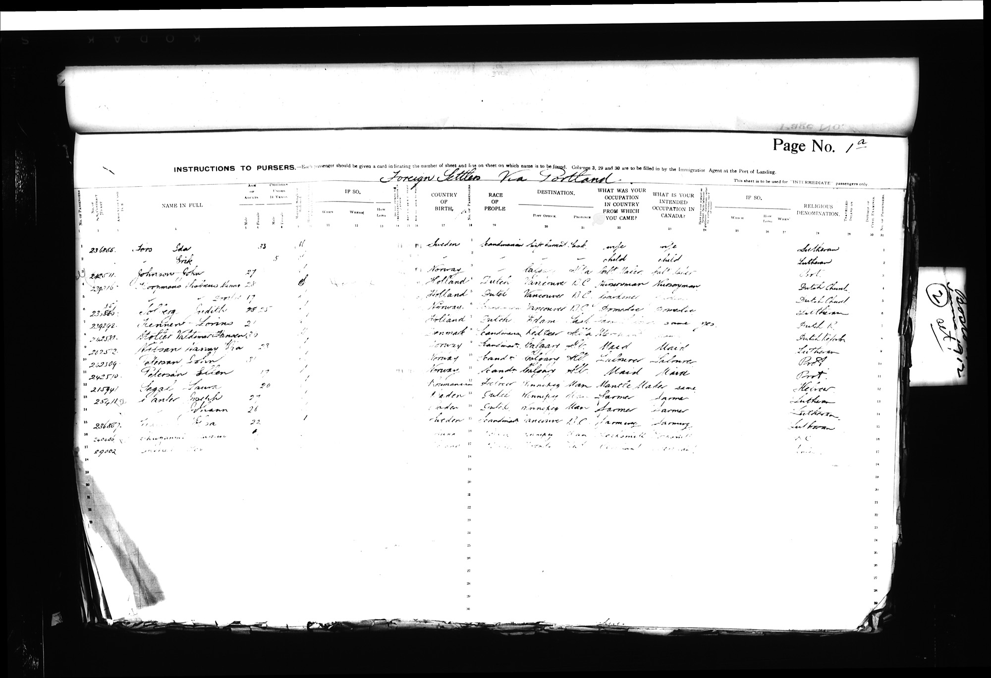 Digitized page of Passenger Lists for Image No.: CANIMM1913PLIST_0000406960-00147