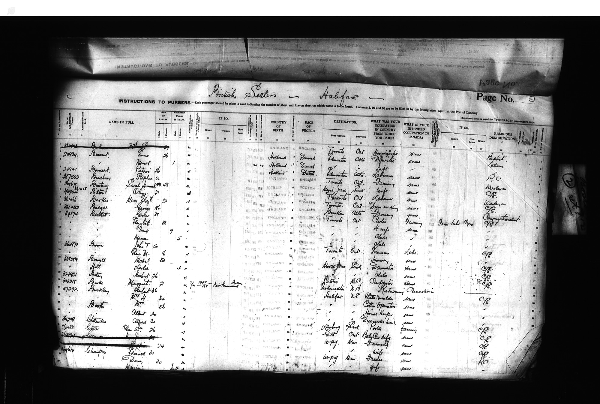 Digitized page of Passenger Lists for Image No.: CANIMM1913PLIST_0000406960-00158