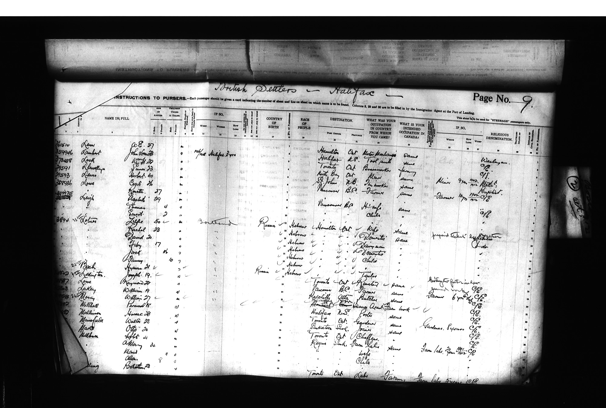 Digitized page of Passenger Lists for Image No.: CANIMM1913PLIST_0000406960-00164
