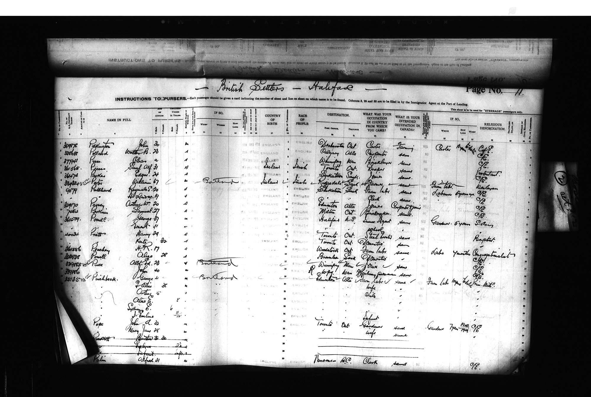 Digitized page of Passenger Lists for Image No.: CANIMM1913PLIST_0000406960-00166