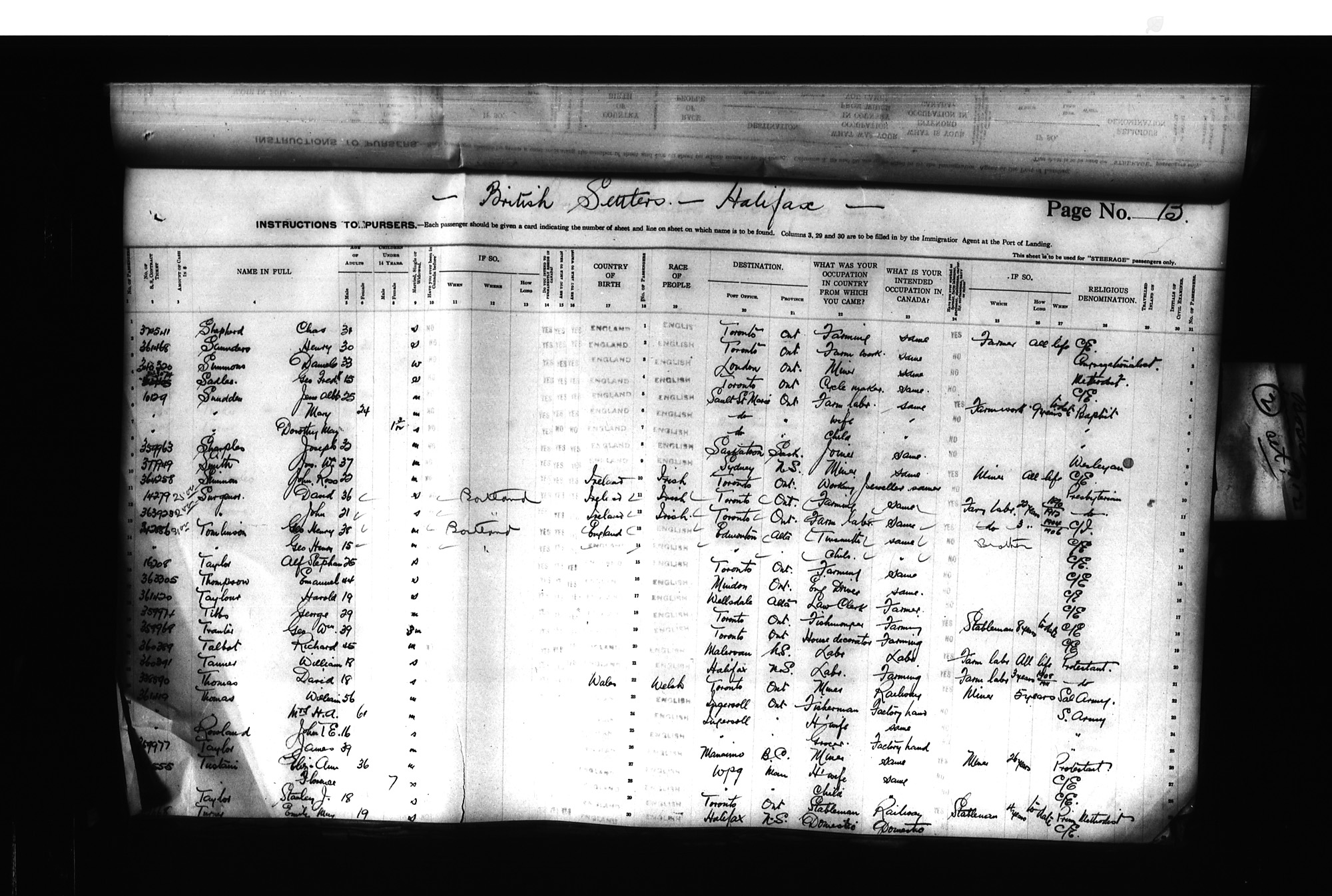 Digitized page of Passenger Lists for Image No.: CANIMM1913PLIST_0000406960-00168