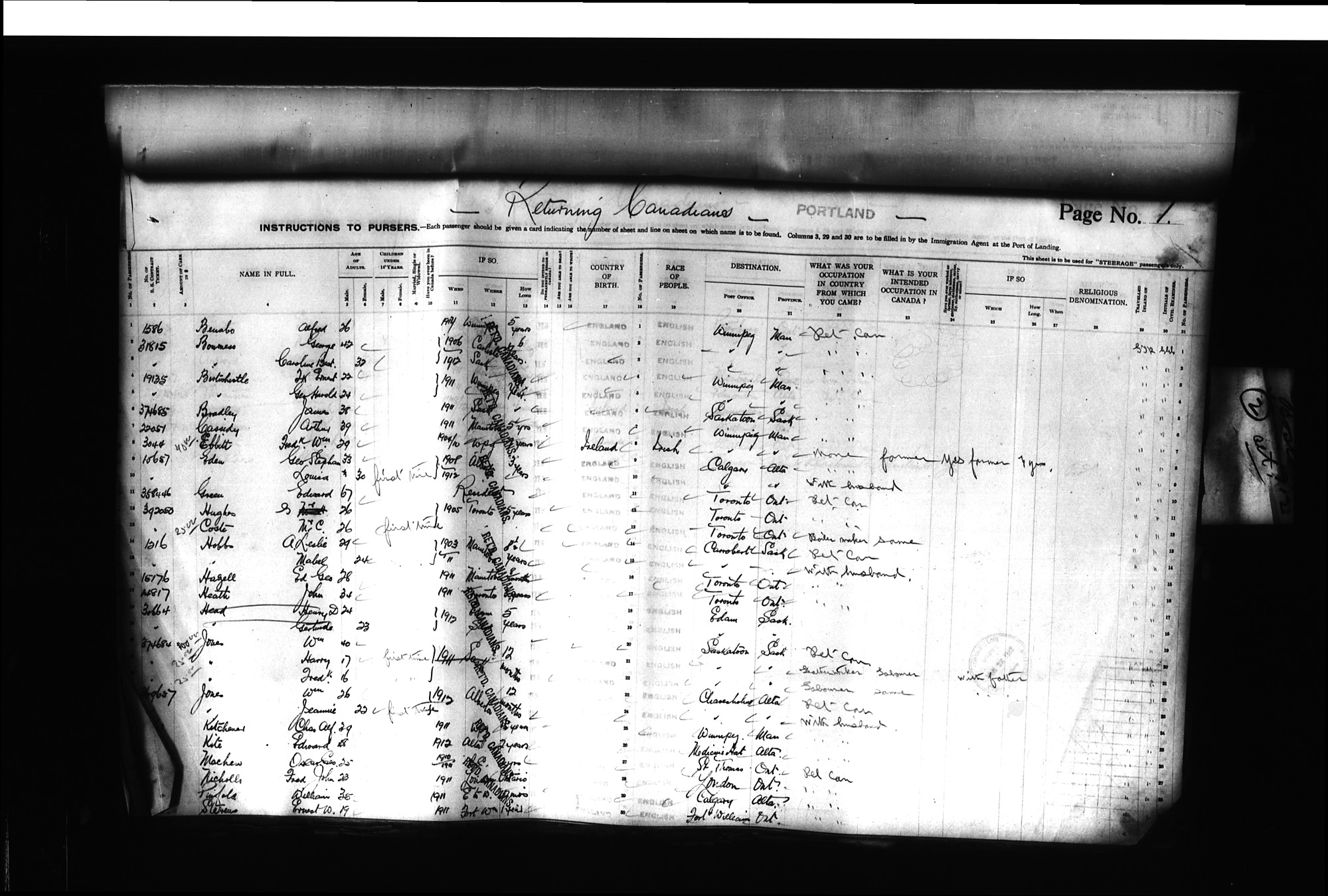 Digitized page of Passenger Lists for Image No.: CANIMM1913PLIST_0000406960-00174