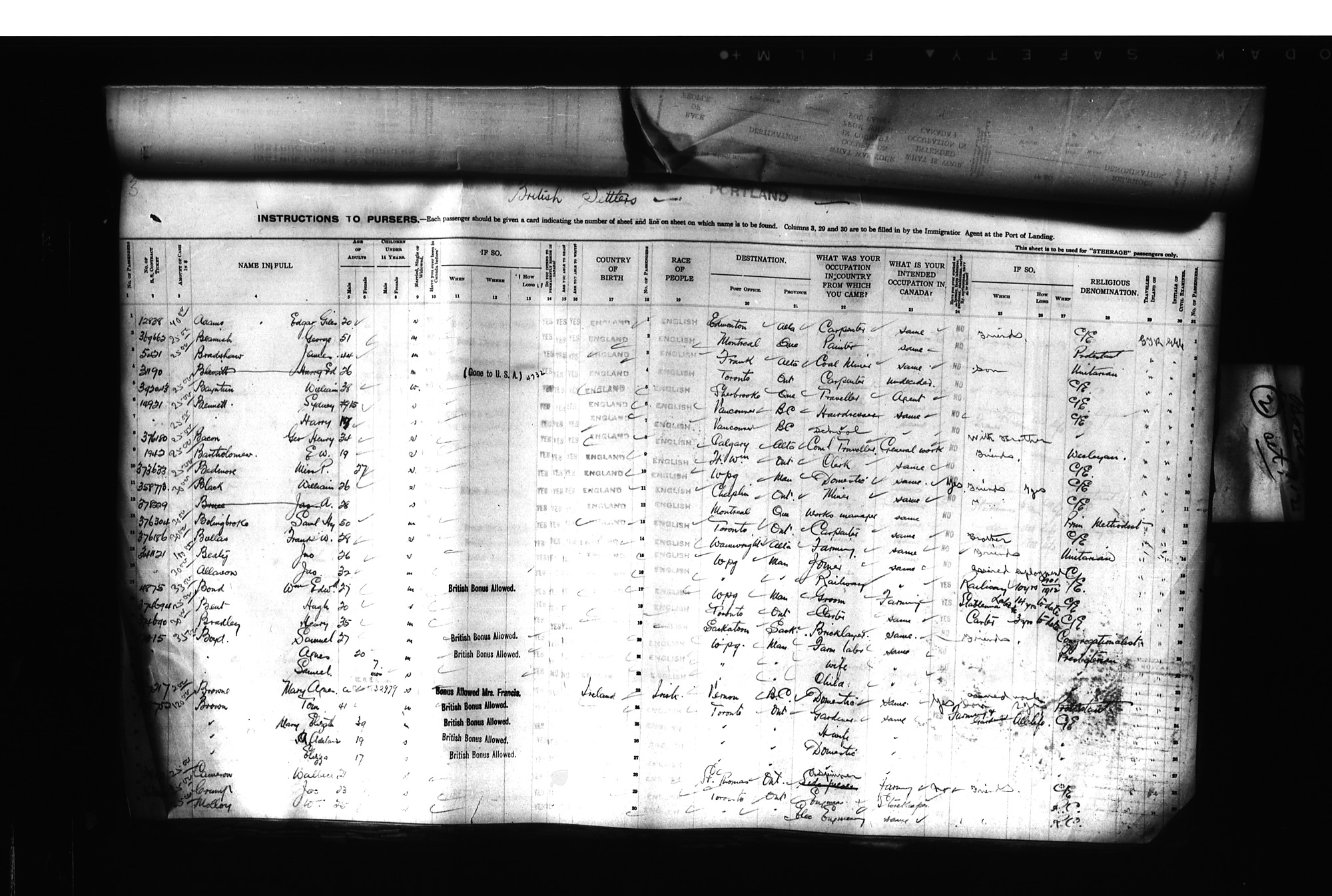 Digitized page of Passenger Lists for Image No.: CANIMM1913PLIST_0000406960-00176