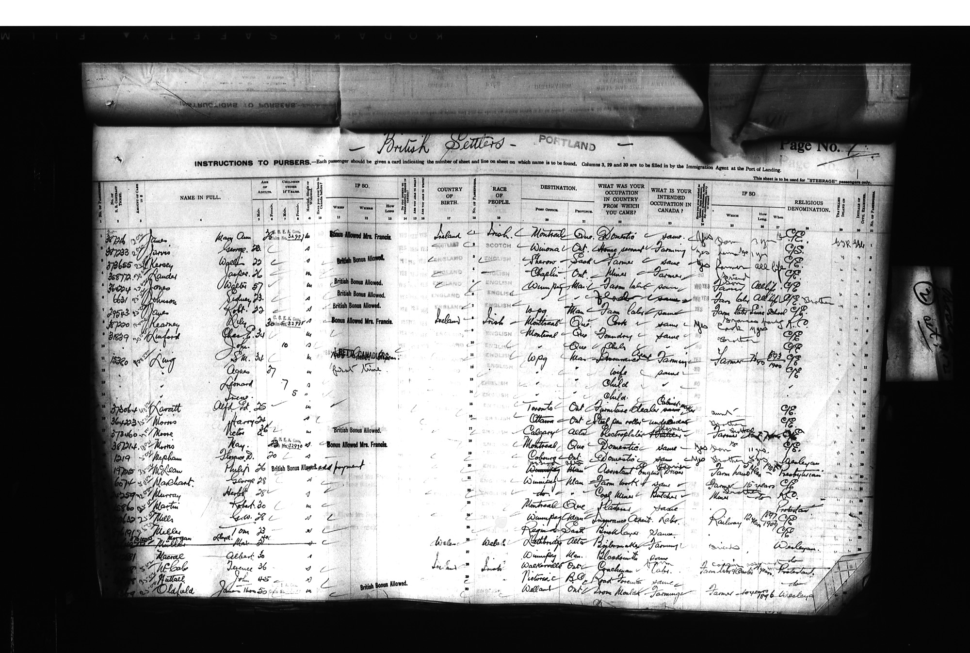 Digitized page of Passenger Lists for Image No.: CANIMM1913PLIST_0000406960-00180
