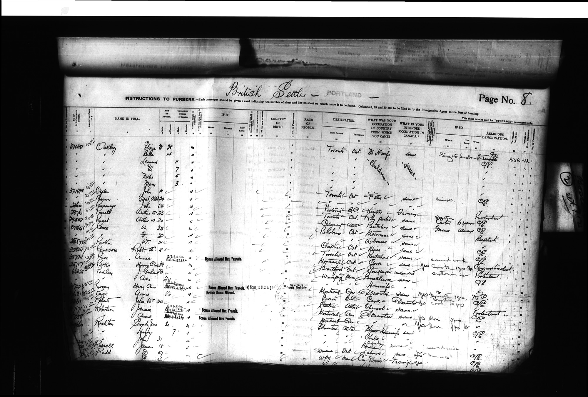 Digitized page of Passenger Lists for Image No.: CANIMM1913PLIST_0000406960-00181