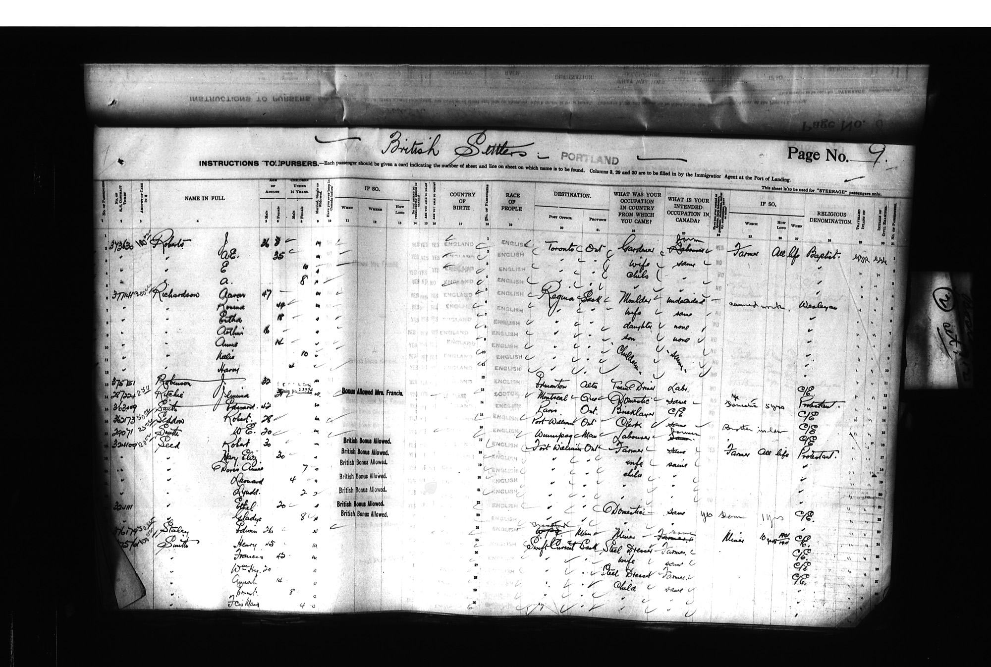 Digitized page of Passenger Lists for Image No.: CANIMM1913PLIST_0000406960-00182