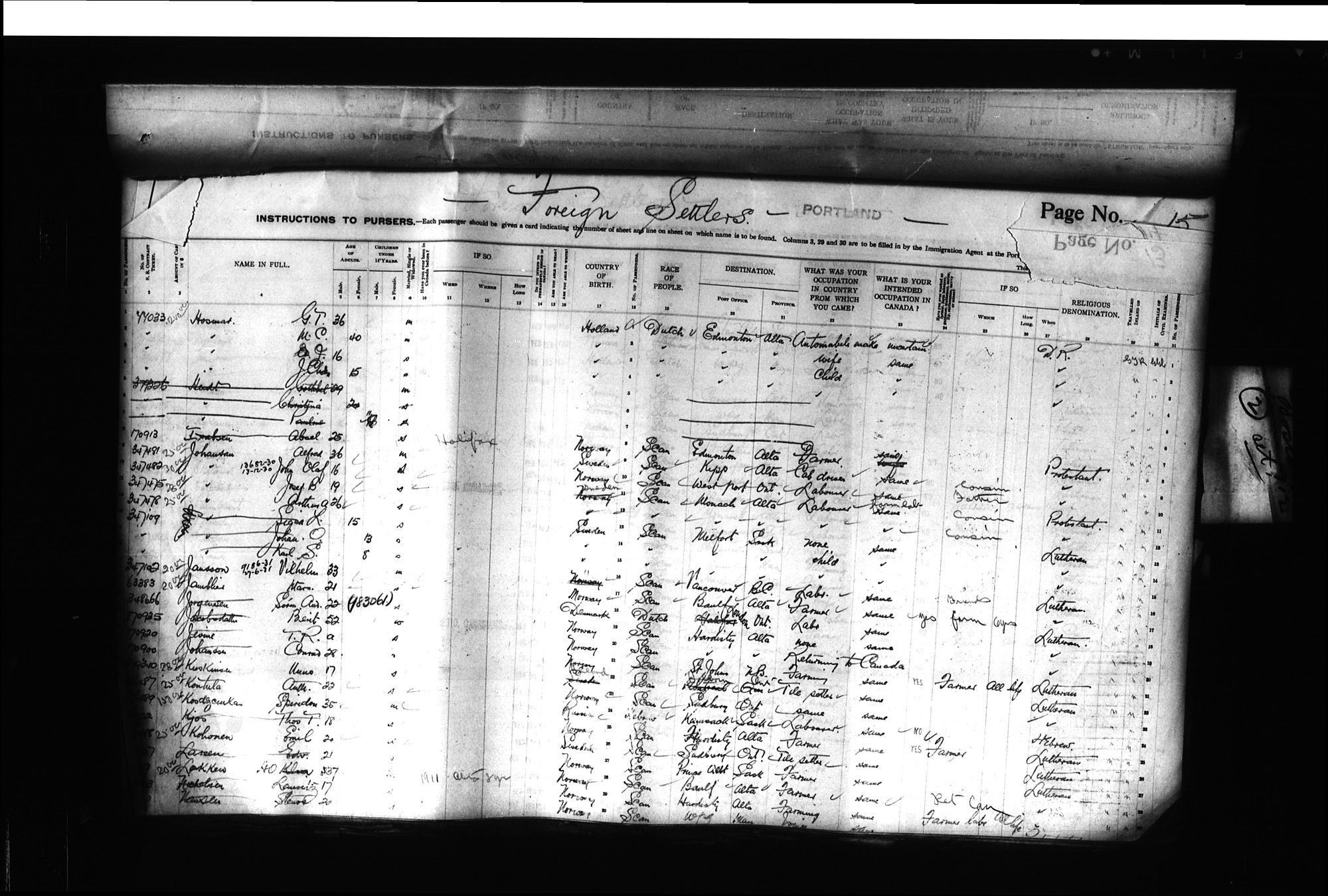 Digitized page of Passenger Lists for Image No.: CANIMM1913PLIST_0000406960-00186