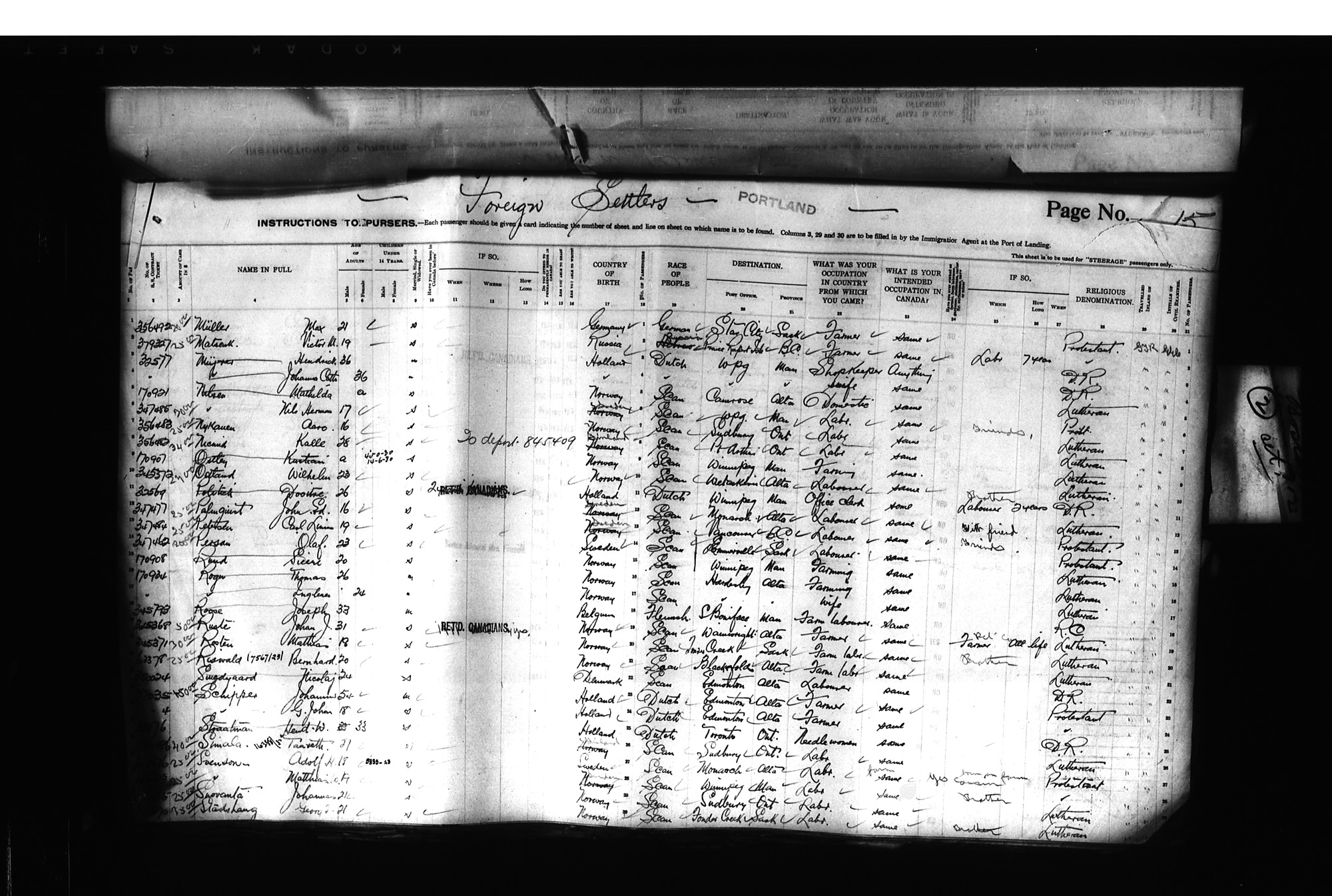 Digitized page of Passenger Lists for Image No.: CANIMM1913PLIST_0000406960-00187