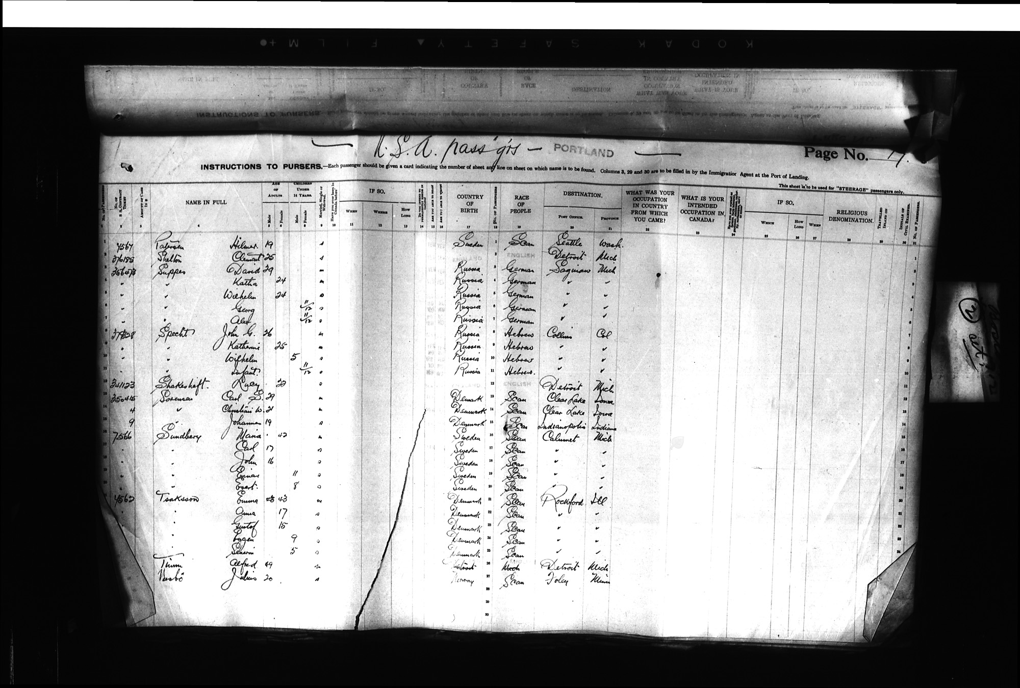 Digitized page of Passenger Lists for Image No.: CANIMM1913PLIST_0000406960-00190