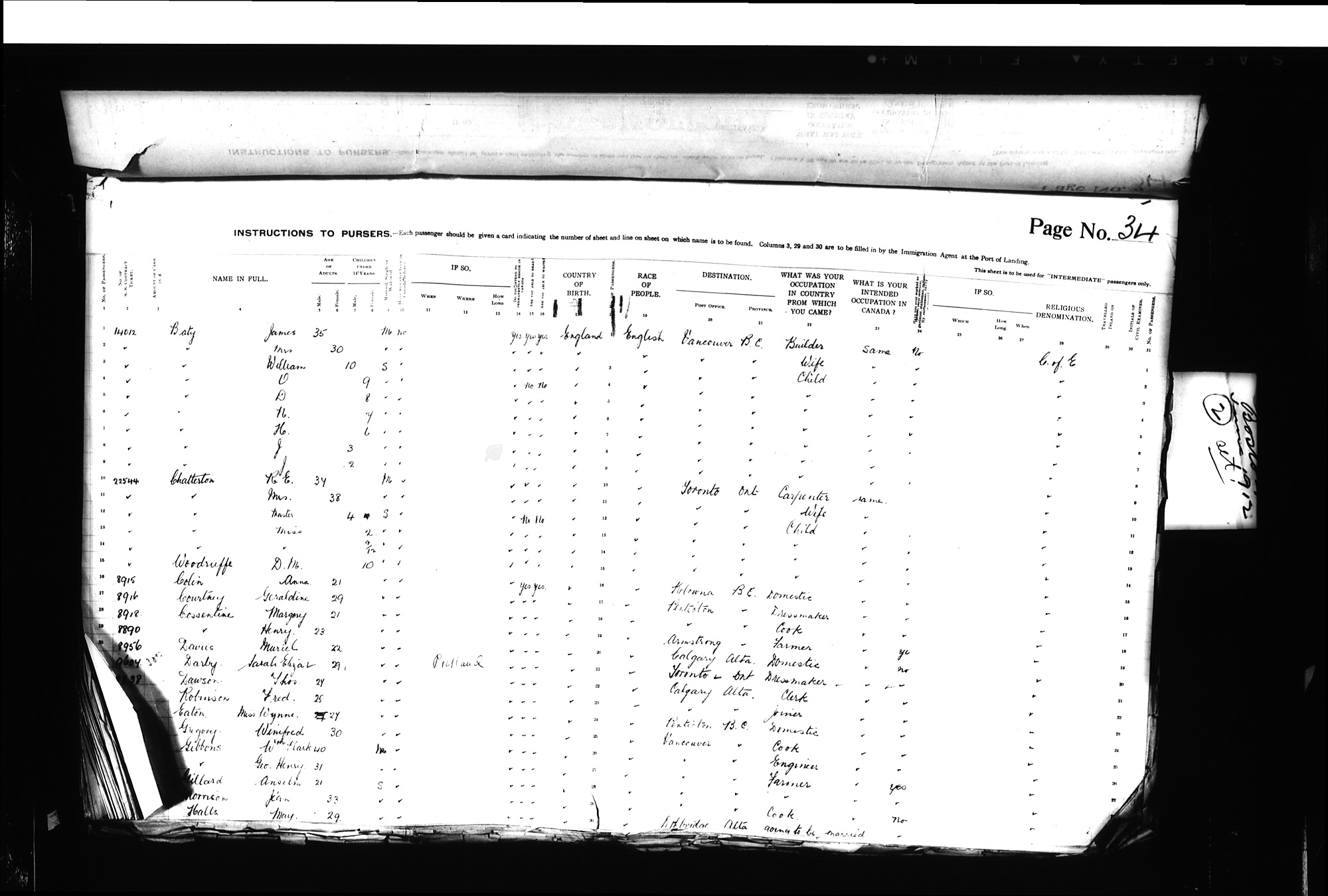 Digitized page of Passenger Lists for Image No.: CANIMM1913PLIST_0000406960-00192