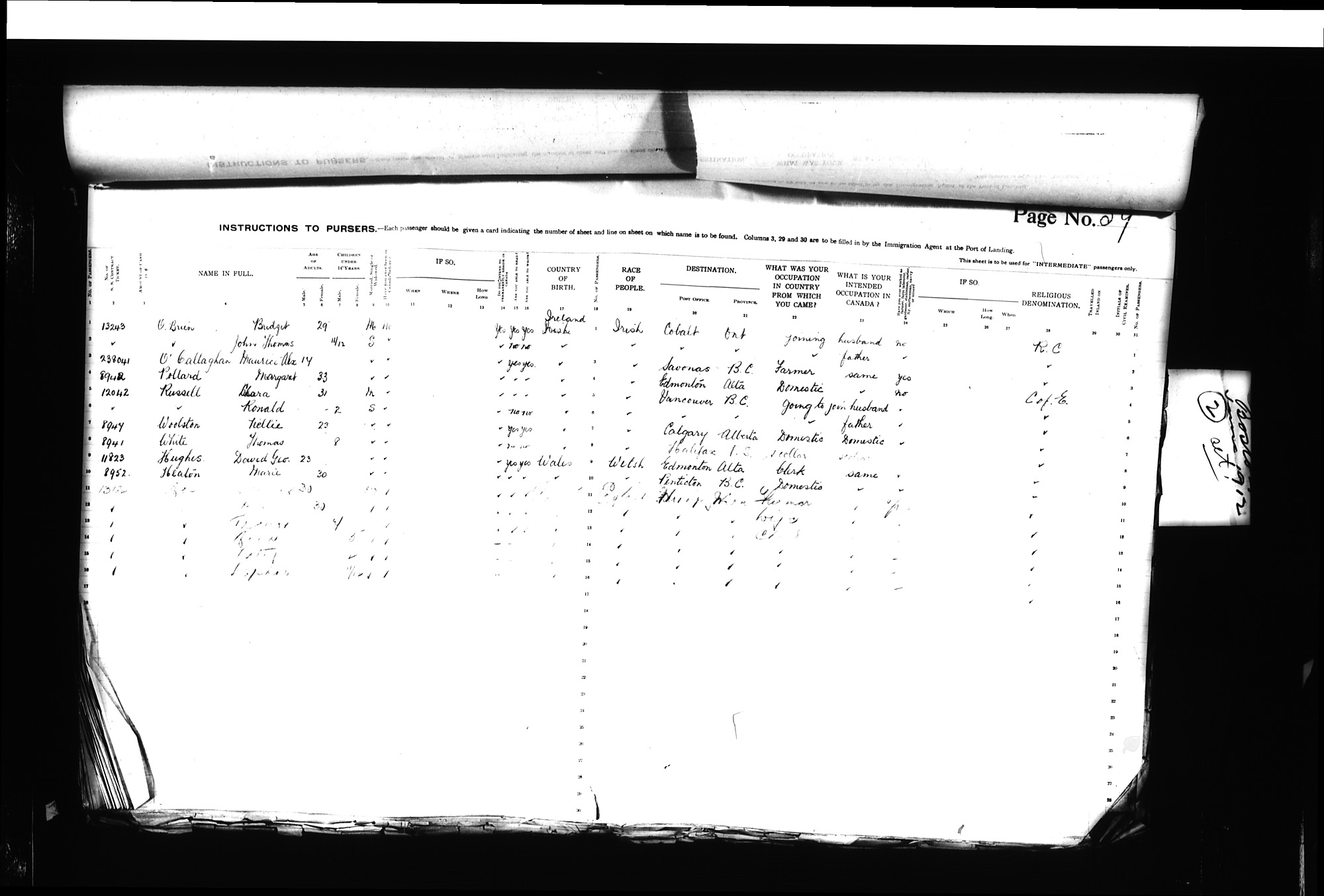 Digitized page of Passenger Lists for Image No.: CANIMM1913PLIST_0000406960-00195