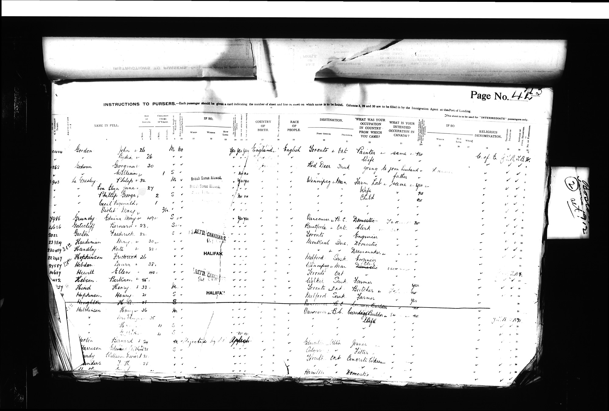 Digitized page of Passenger Lists for Image No.: CANIMM1913PLIST_0000406960-00200