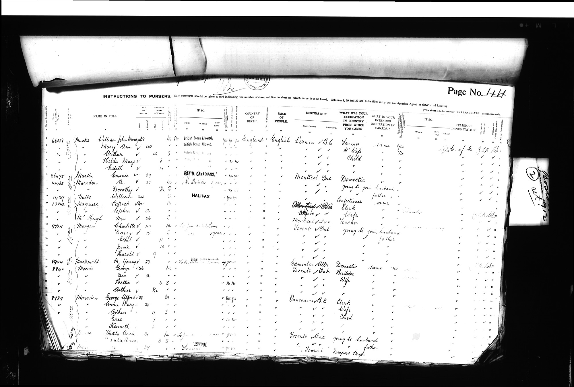 Digitized page of Passenger Lists for Image No.: CANIMM1913PLIST_0000406960-00202