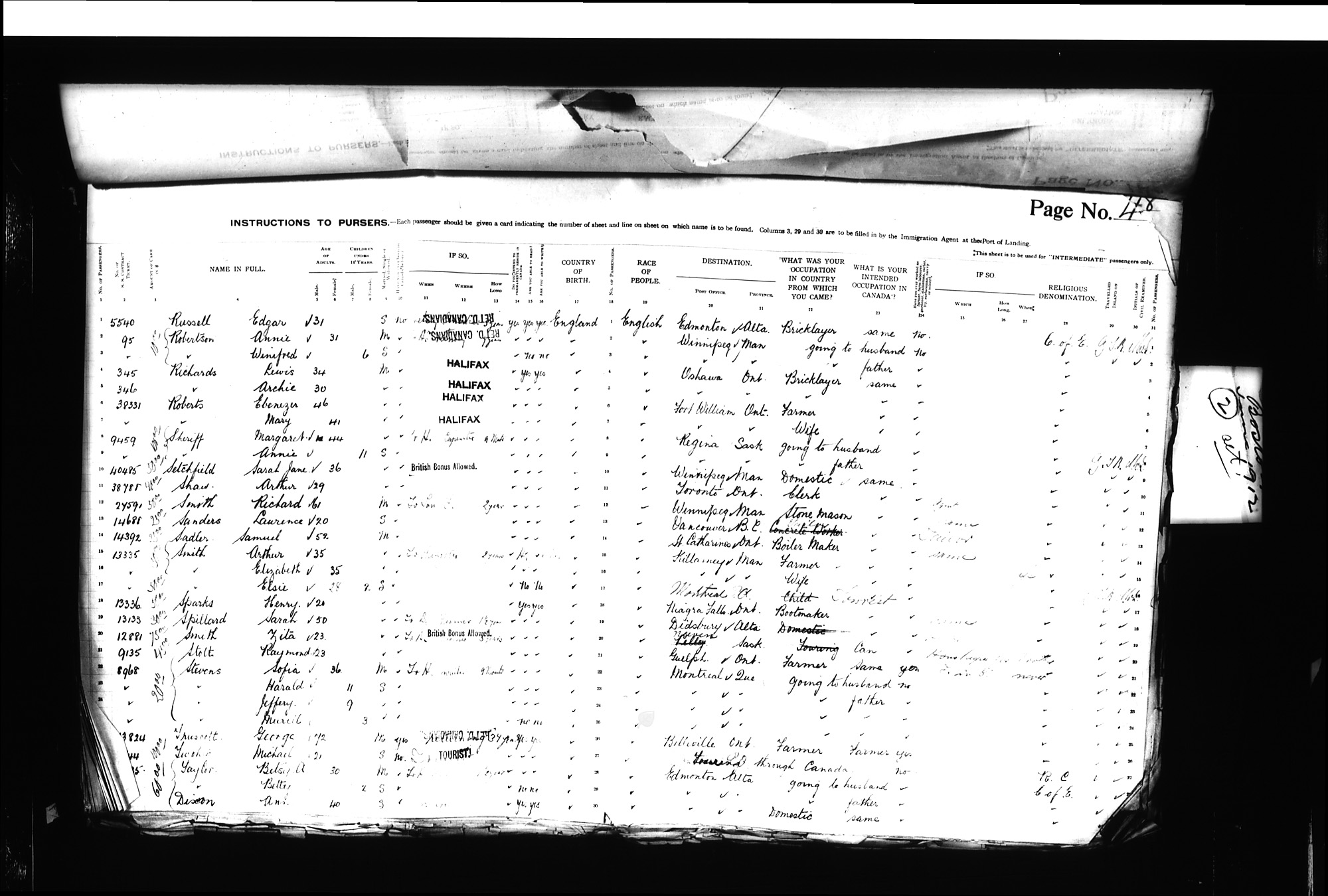 Digitized page of Passenger Lists for Image No.: CANIMM1913PLIST_0000406960-00204